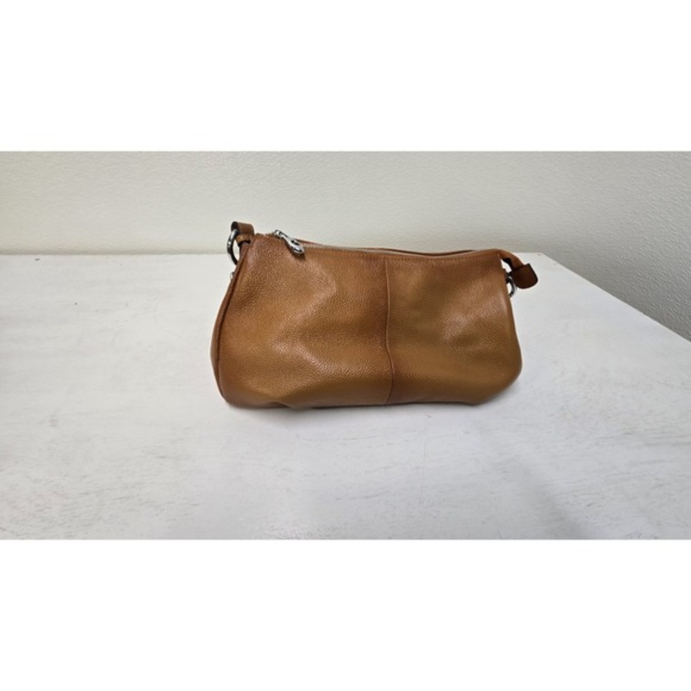 HESHE Leather‎ Handbag Purse Tote Pebbled Shoulder Strap  Brown